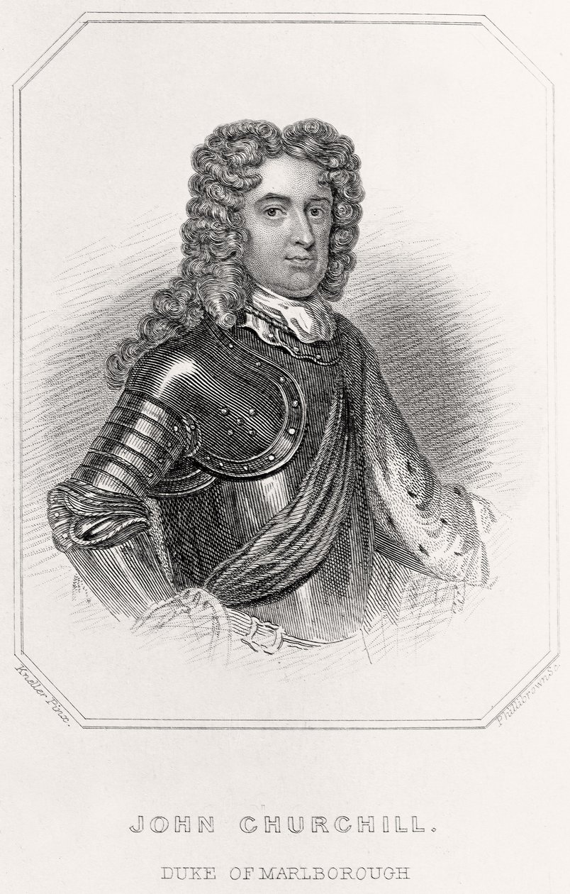 Porträtt av John Churchill, hertig av Marlborough, 1835 av English School