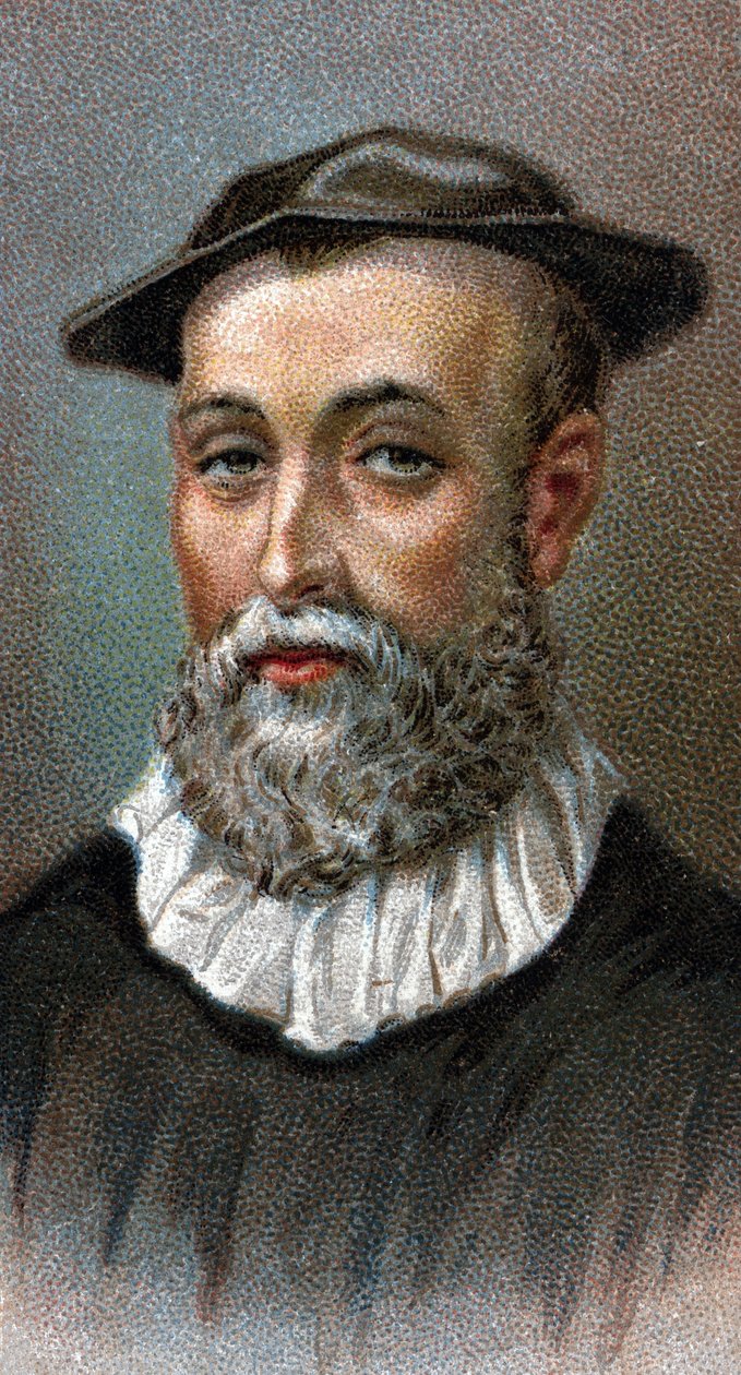 Porträtt av John Knox (1514-1572). Skotsk präst, ledare för den protestantiska reformationen i Skottland - Från serien "" Leaders of Men"" - Chromolithography - Engelska skolan, 1900-talet - av English School