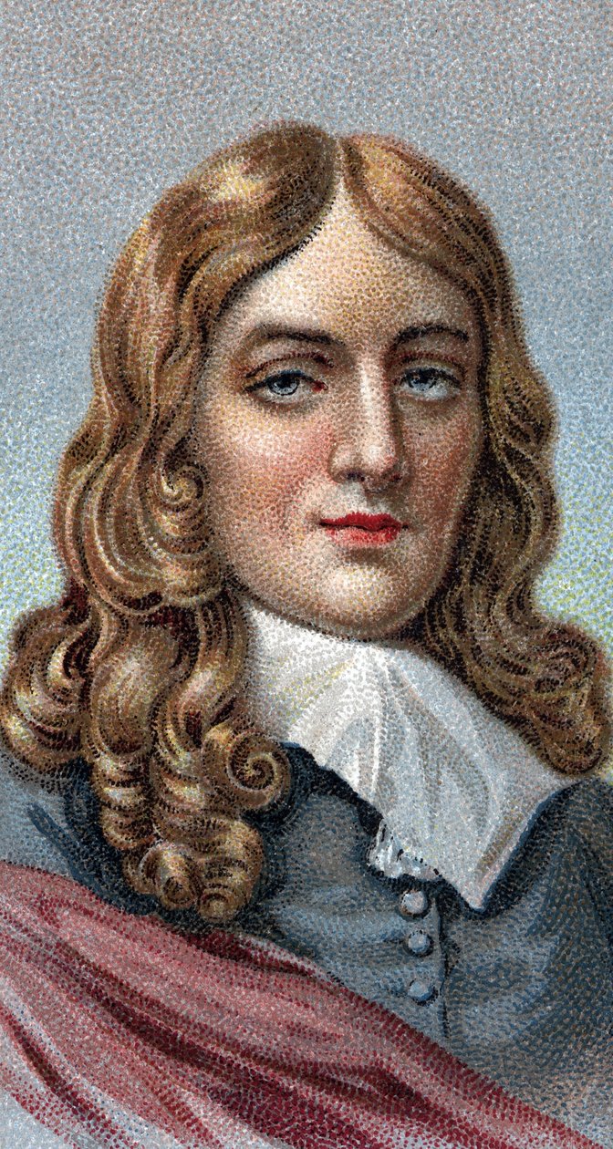 Porträtt av John Milton (1608-1674) - Från serien "" Leaders of Men"" - Chromolithography - Engelska skolan, 1900-talet - av English School