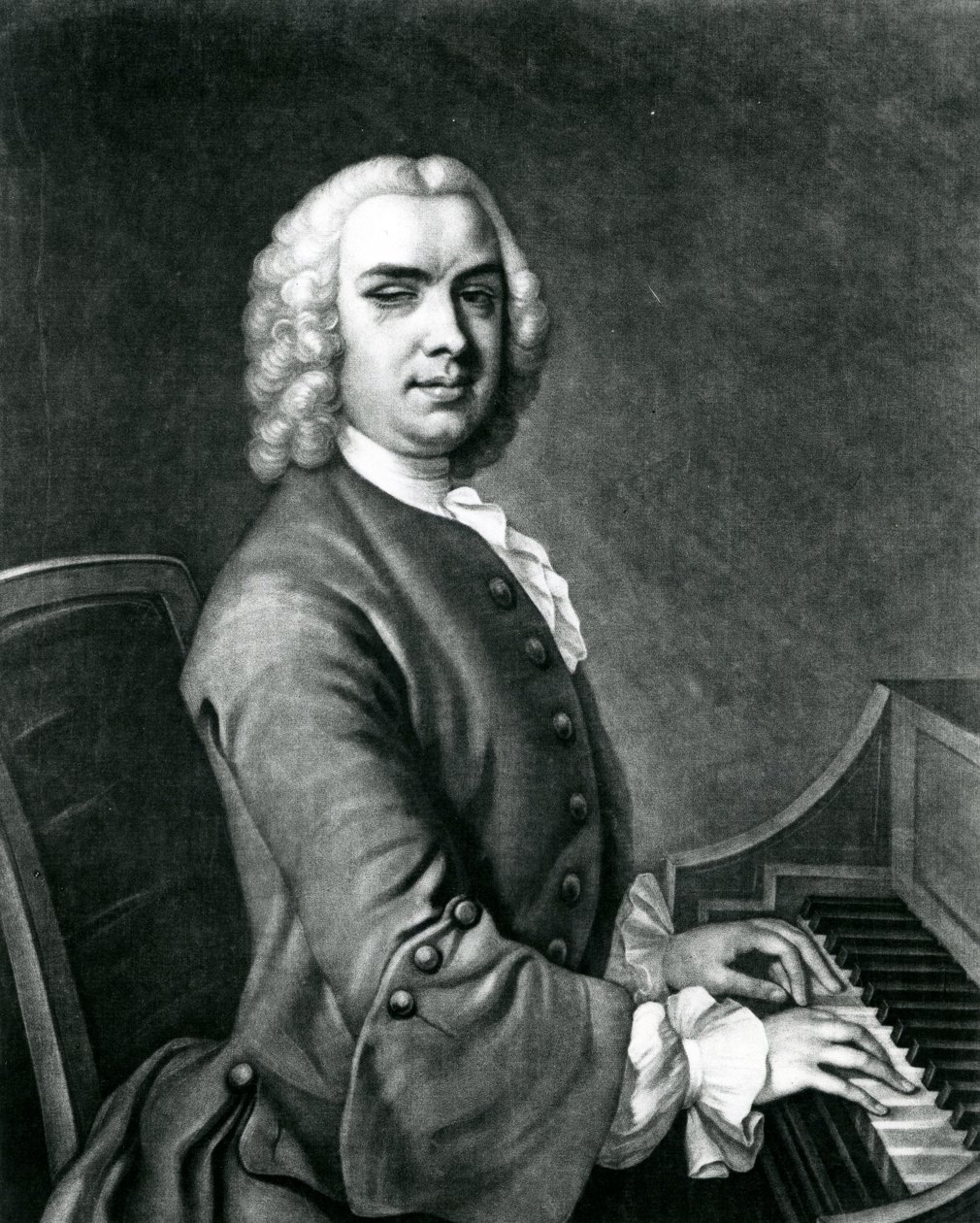 Porträtt av John Stanley (1712-86) (gravyr) av English School