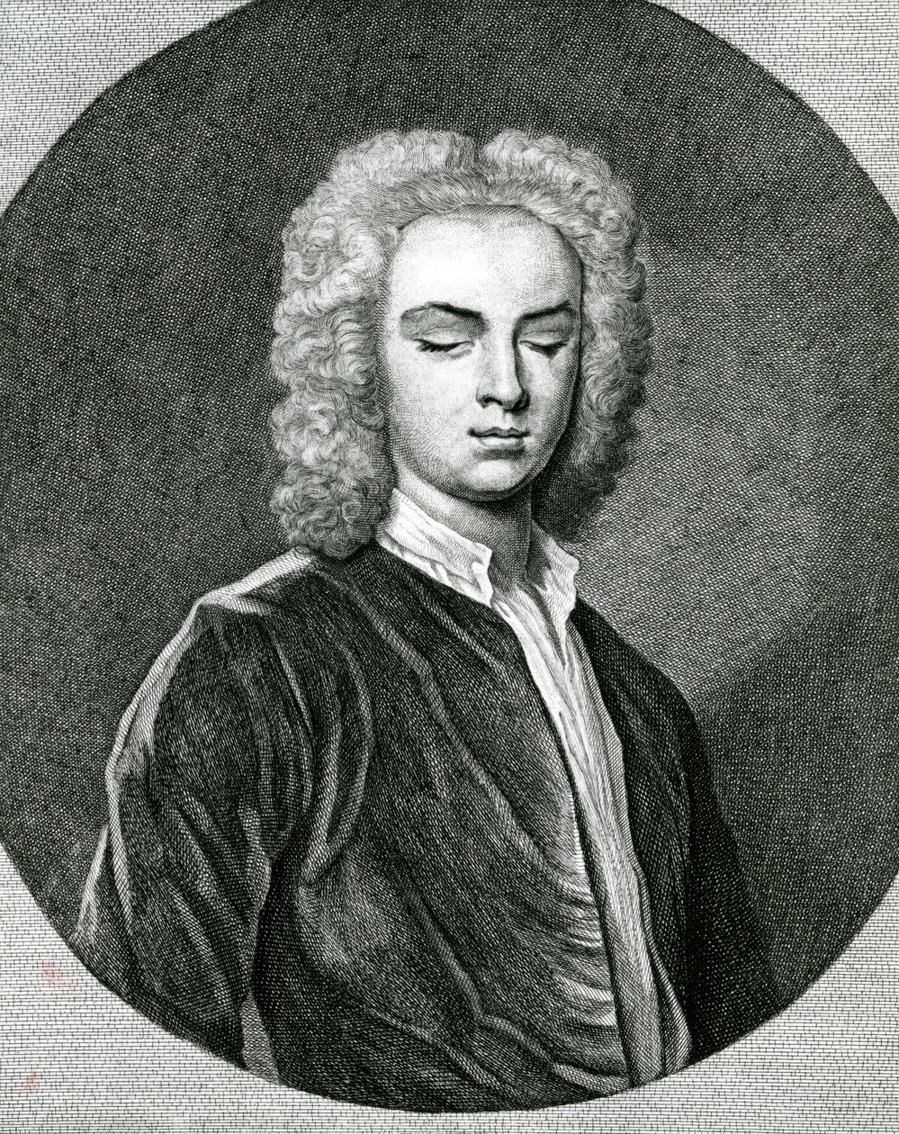 Porträtt av John Stanley (1712-86) (gravyr) av English School