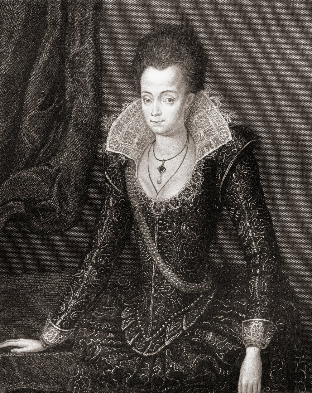 Porträtt av Lady Arabella Stuart (1575-1615) från Lodges British Portraits, 1823 av English School