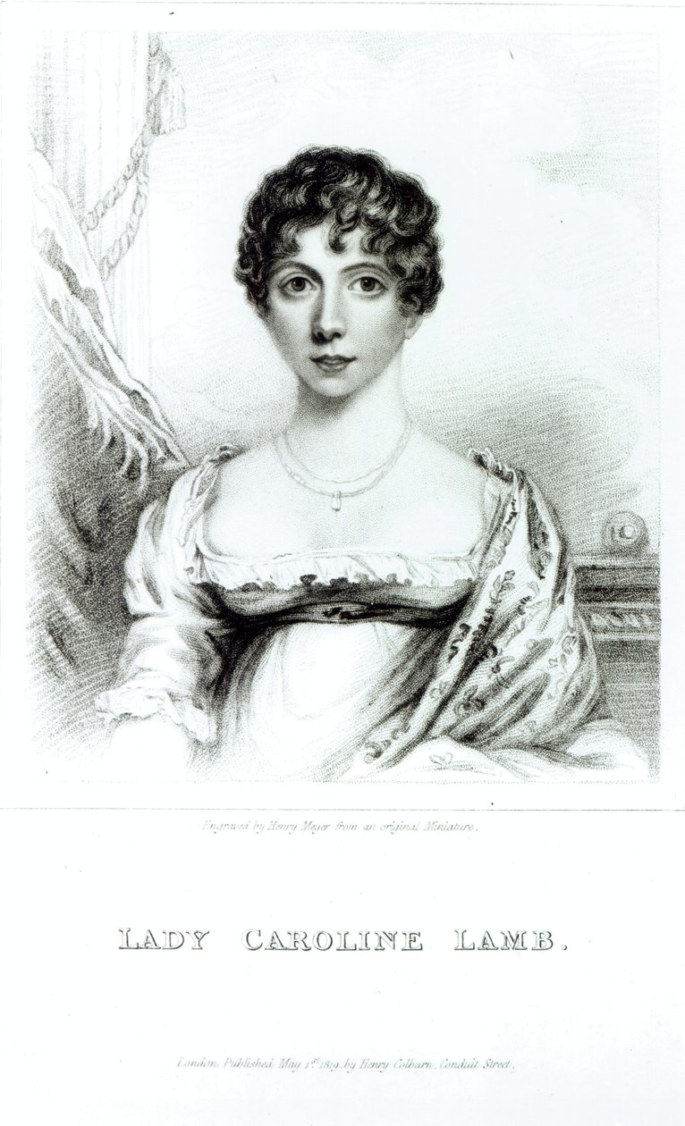 Porträtt av Lady Caroline Lamb (1785-1828) graverad av Henry Meyer av English School