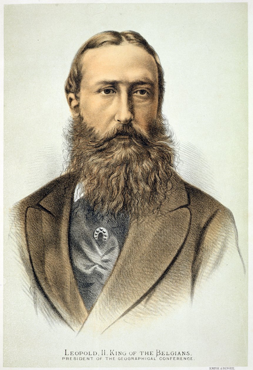 Porträtt av Leopold II (1835-1909), kung av Belgien (1865-1909) av English School
