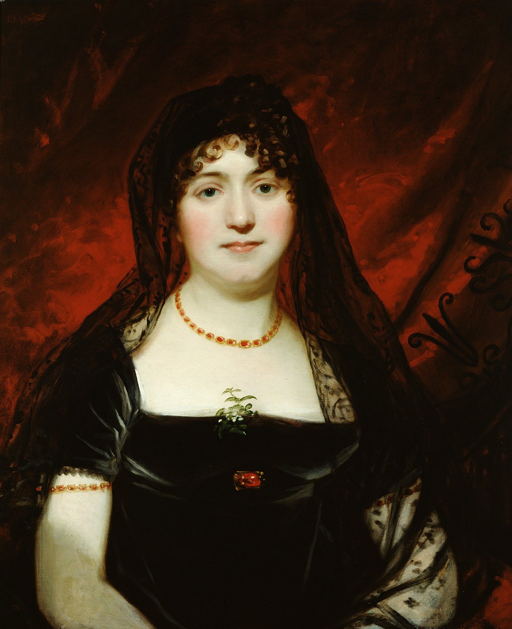 Porträtt av Mary Sarah Oliver (olja på duk) av English School