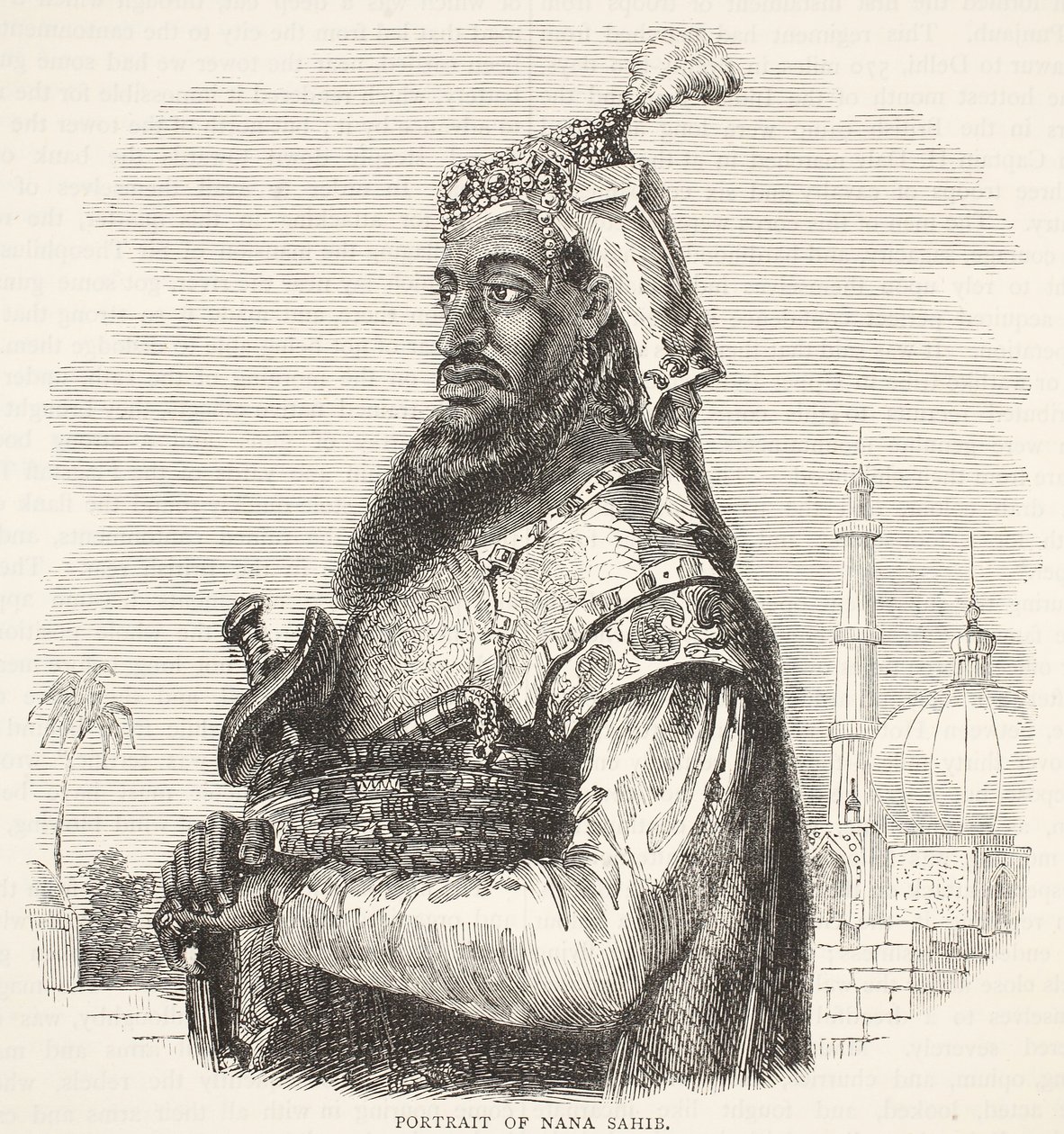 Porträtt av Nana Sahib, illustration från Cassells Illustrated History of England av English School