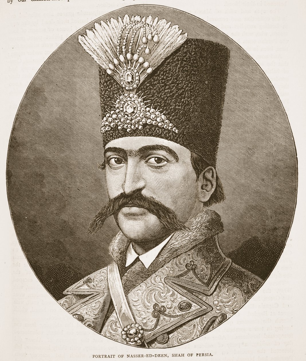 Porträtt av Nasser-ed-Deen, Shah av Persien, illustration från Cassells Illustrated History of England av English School