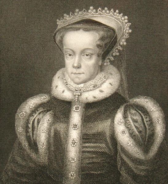 Porträtt av drottning Mary I (gravyr) av English School