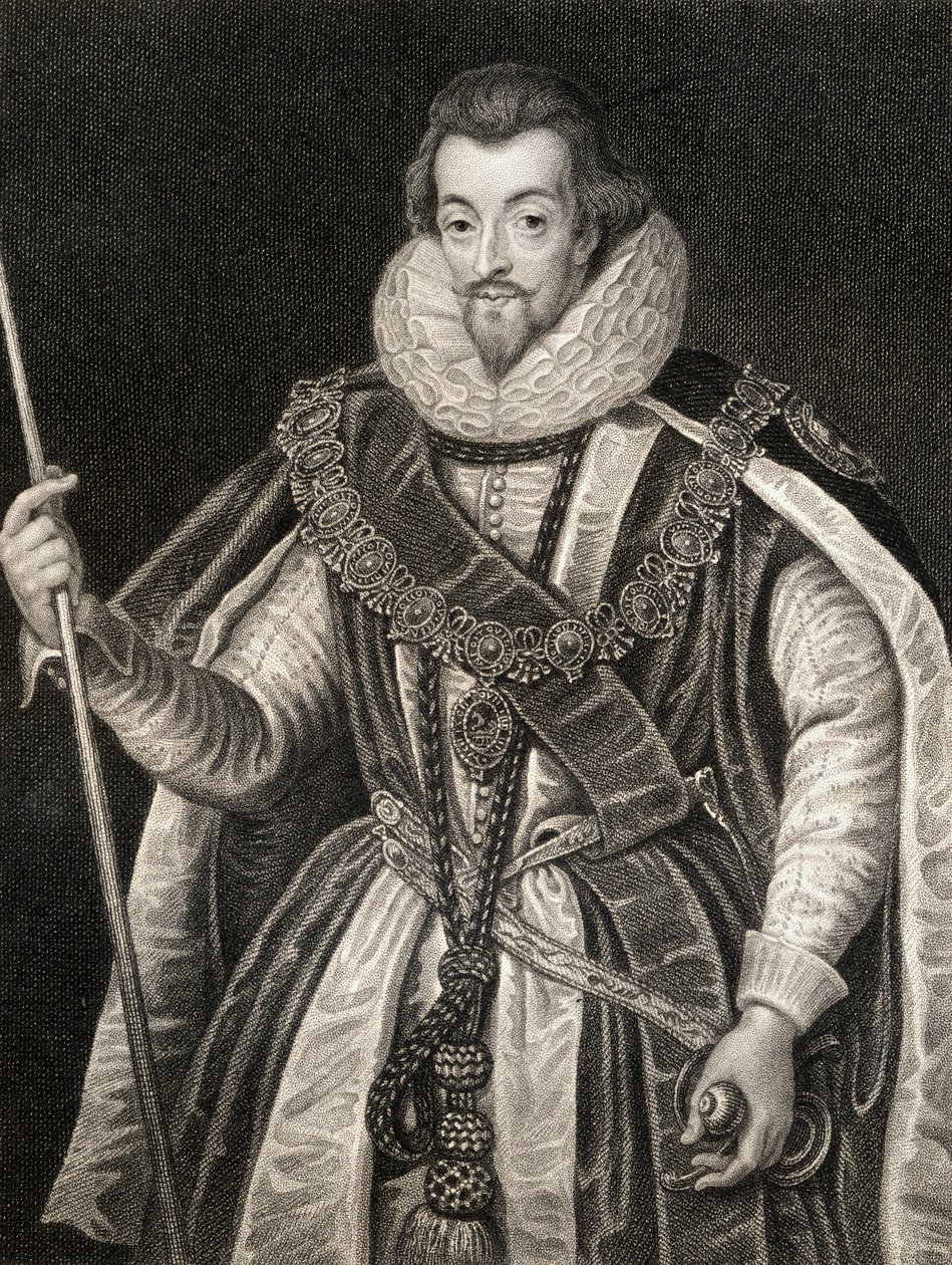 Porträtt av Robert Cecil, 1:e earl av Salisbury (1563-1612), från Lodges British Portraits, 1823 av English School