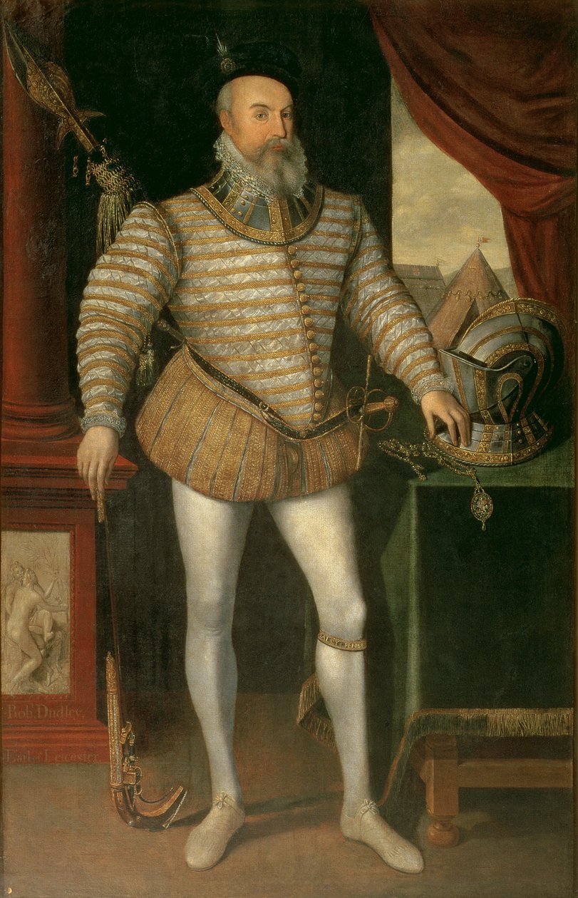 Porträtt av Robert Dudley, Earl of Leicester (ca 1532-88), 1585 av English School