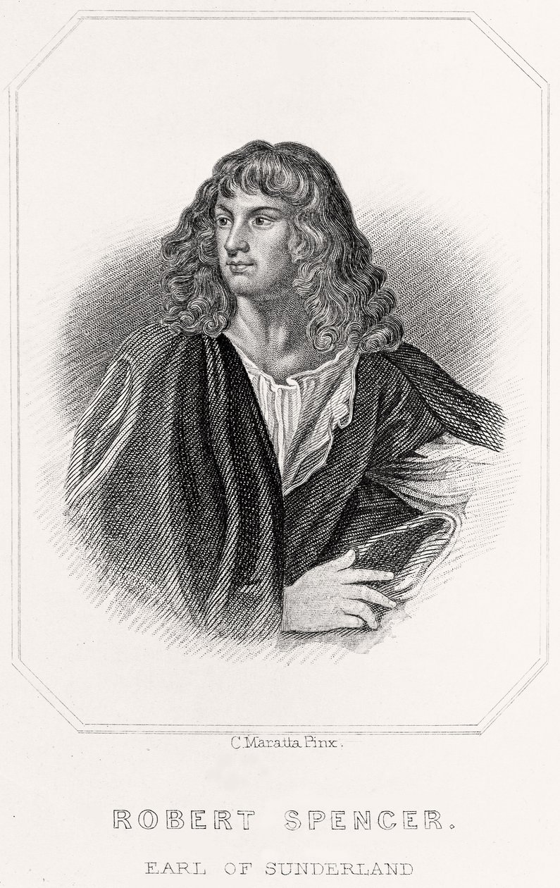 Porträtt av Robert Spencer, Earl of Sunderland, 1835 av English School