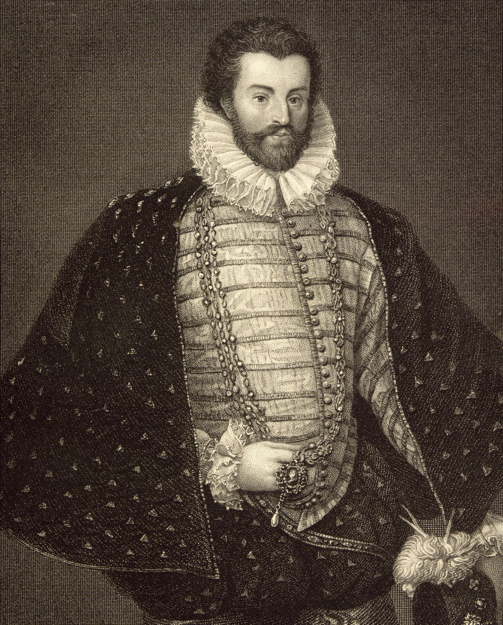 Porträtt av Sir Christopher Hatton (1540-91) från "Lodge