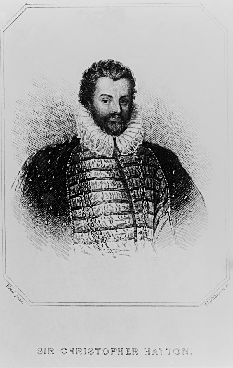 Porträtt av Sir Christopher Hatton (1540-91) från "Lodge
