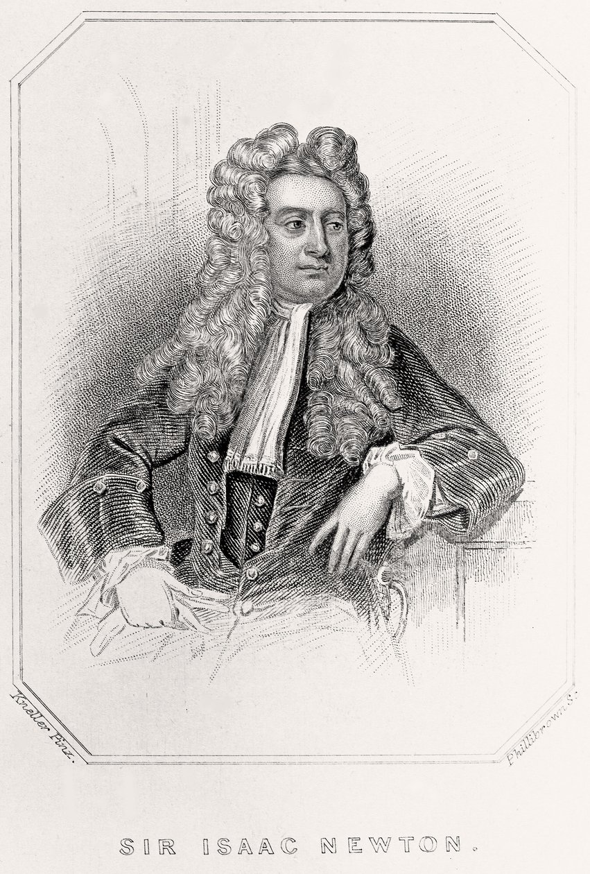 Porträtt av Sir Isaac Newton, 1835 av English School