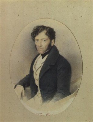 Porträtt av Sir Thomas Cartwright (akvarell på papper) av English School