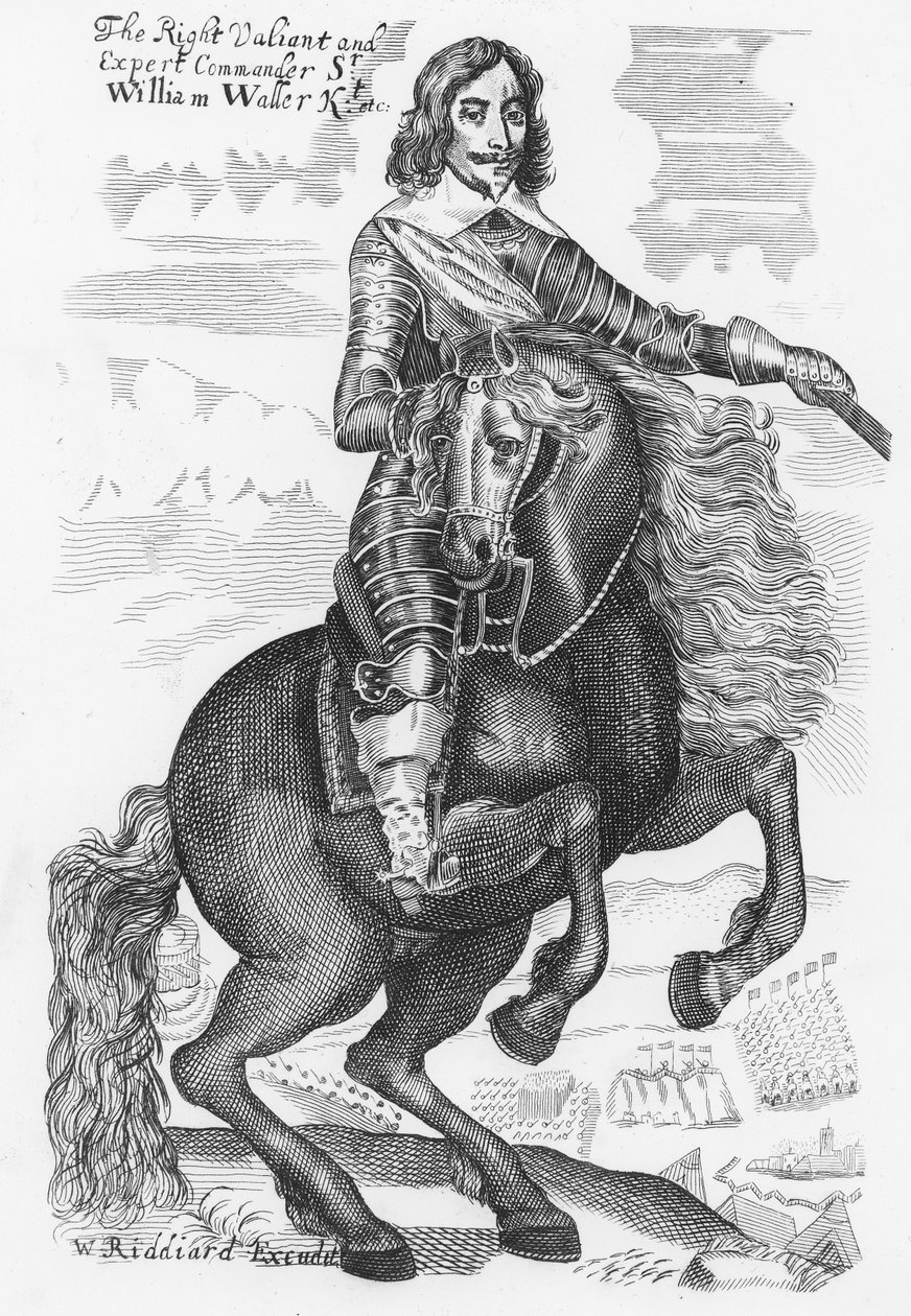 Porträtt av Sir William Waller (gravyr) av English School