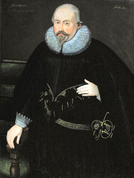 Porträtt av Thomas Morgan av Machen (f.1568) c.1620 (olja på panel) av English School