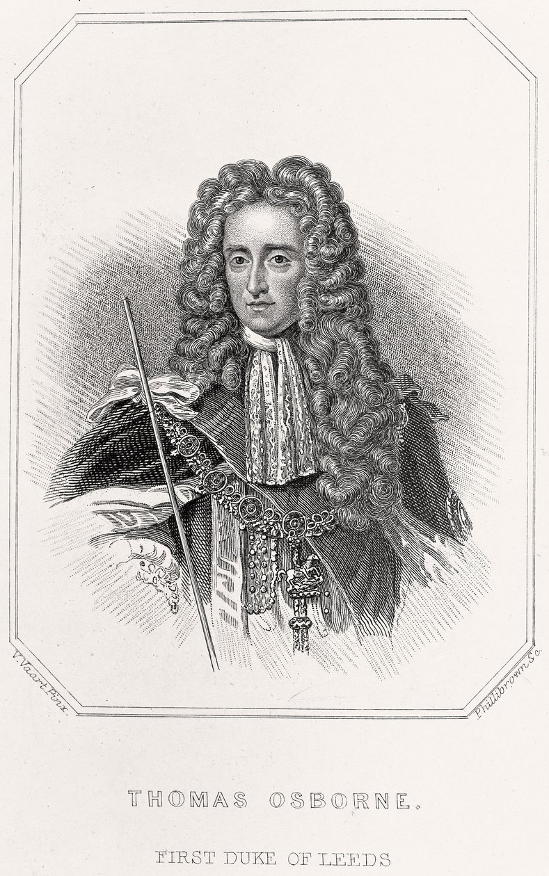 Porträtt av Thomas Osborne, 1:e hertig av Leeds, 1835 av English School