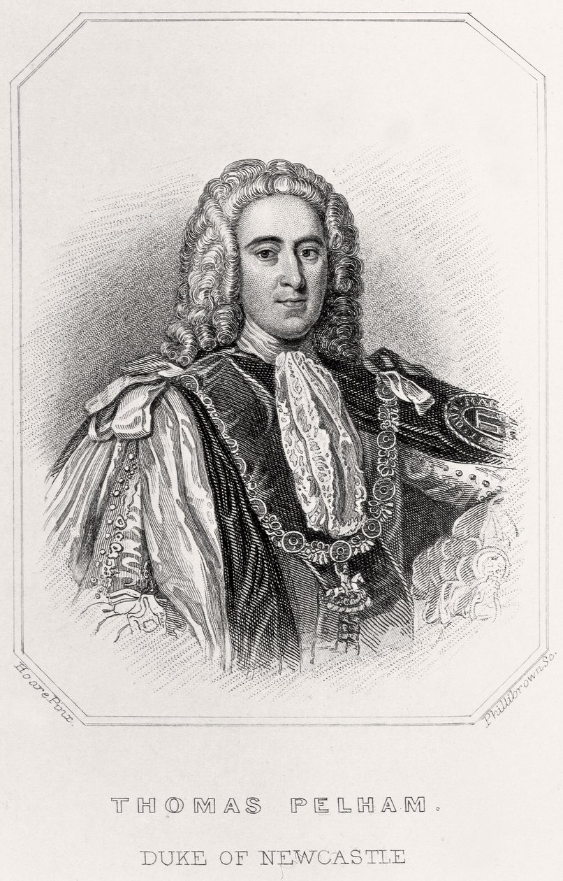 Porträtt av Thomas Pelham, hertig av Newcastle, 1835 av English School