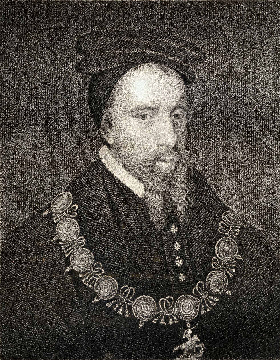 Porträtt av Thomas Stanley (1435-1504) 1st Earl of Derby, från Lodges British Portraits, 1823 av English School