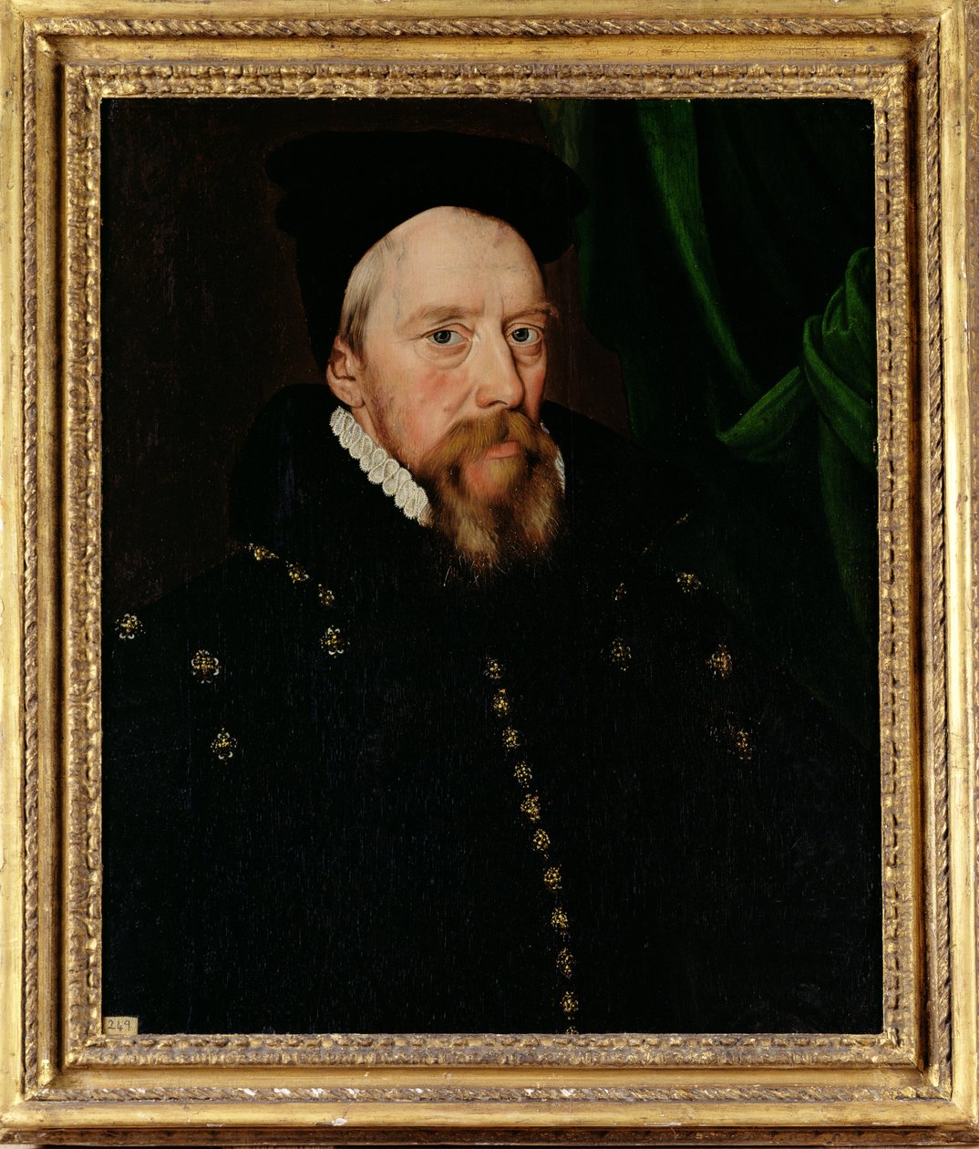 Porträtt av William Cecil, 1:e baron Burghley (1520-98) av English School