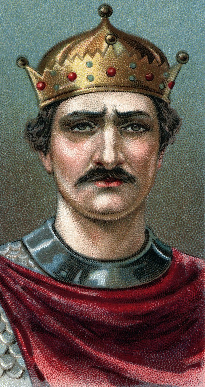 Porträtt av Vilhelm I Erövraren (1027-1087), hertig av Normandie och den första normandiska kungen av England - Från serien "" Leaders of Men""" - Kromolitografi - Engelska skolan, 1900-talet - av English School