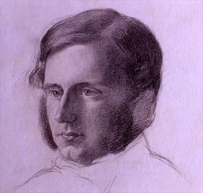 Porträtt av en gentleman, ca 1840 (svart krita på papper) av English School