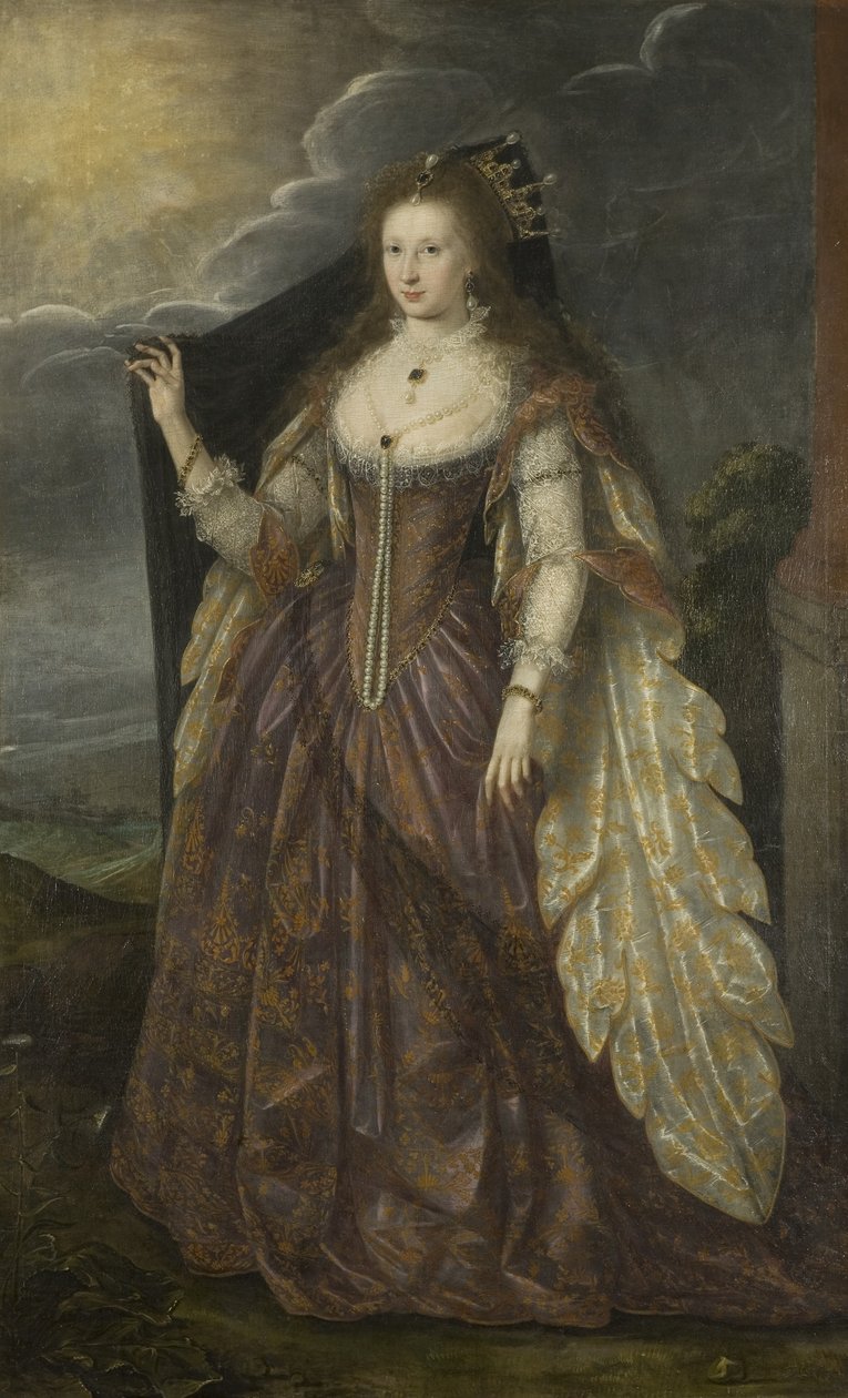 Porträtt av en dam, ca 1615 (olja på duk) av English School