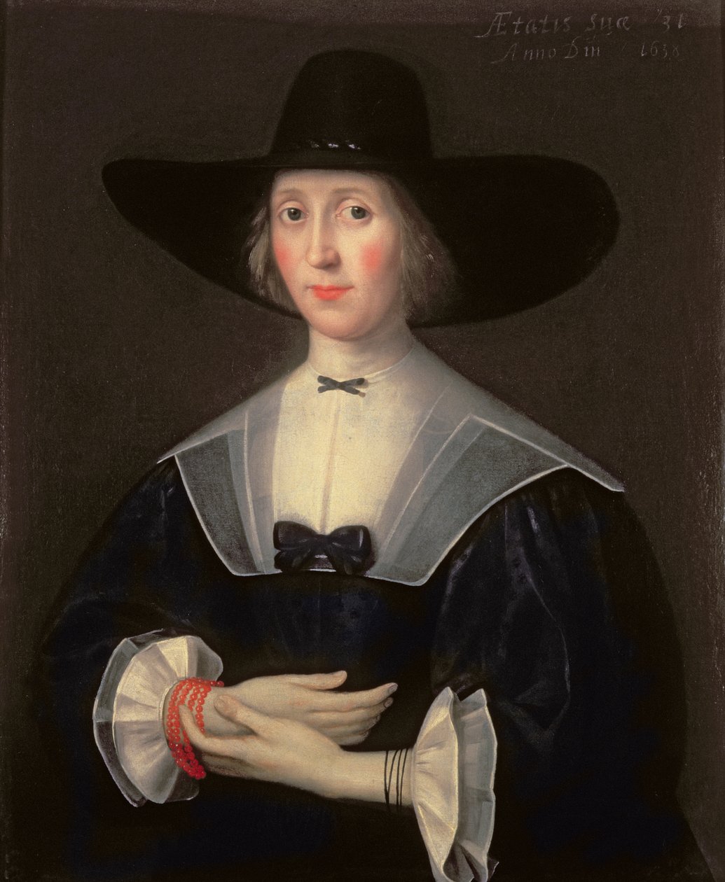 Porträtt av en dam i svart, 1638 av English School