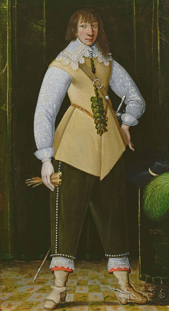 Porträtt av en rojalistisk kavalleriofficer, ca 1640 (olja på koppar) av English School