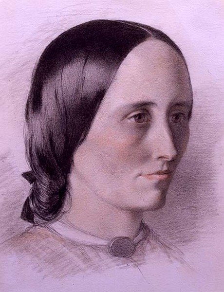 Porträtt av en kvinna, ca 1840 (färgade kritor på papper) av English School
