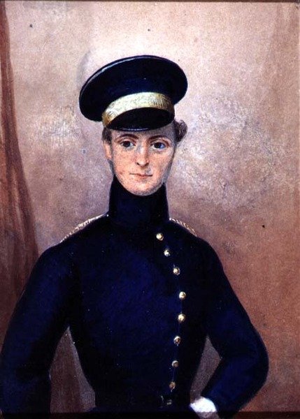 Porträtt av en officer, ca 1830 (akvarell med gummi arabicum på papper) av English School
