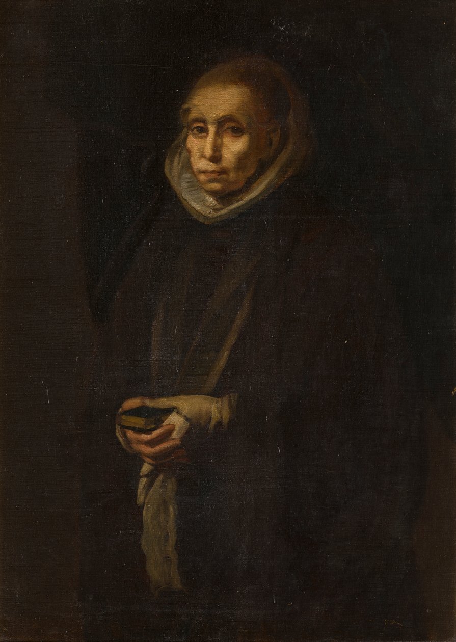 Porträtt av en okänd kvinna, som tidigare sades vara hustru till Alonso Cano, ca 1800-1900 (olja på duk) av English School