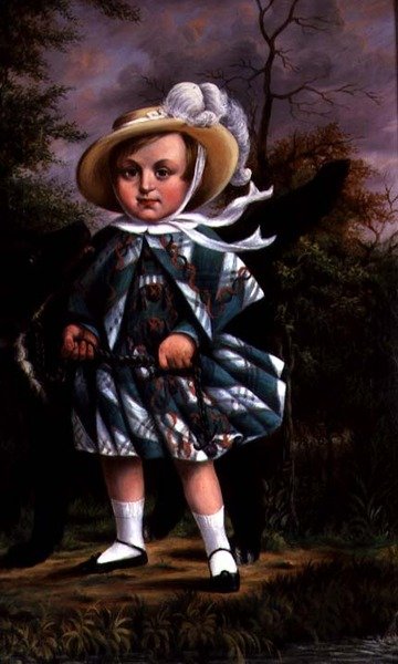 Porträtt av barn med svart hund, ca 1830 av English School