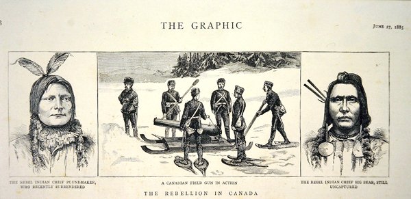 Porträtt av rebellhövdarna Poundmaker och Big Bear, publicerade i 
