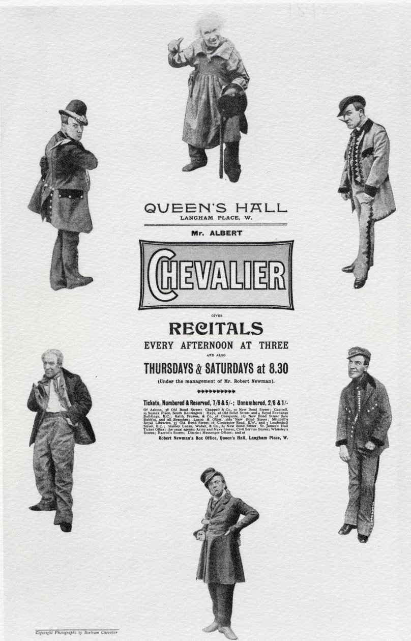 Affisch som annonserar Albert Chevaliers recital i Queen