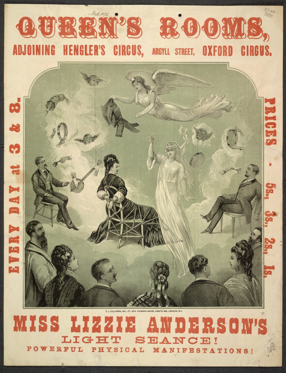 Affisch för "Miss Lizzie Andersons lätta seans!" på Queen