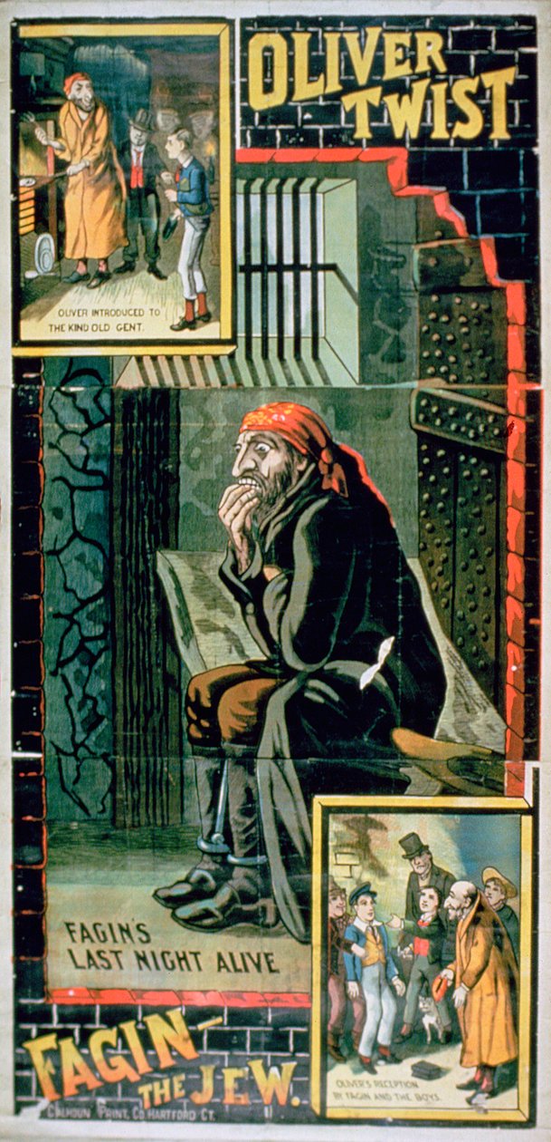 Affisch för "Oliver Twist" (färglitografi) av English School