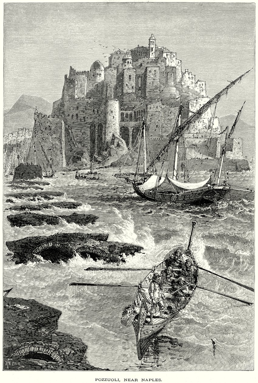 Pozzuoli, nära Neapel (gravyr) av English School