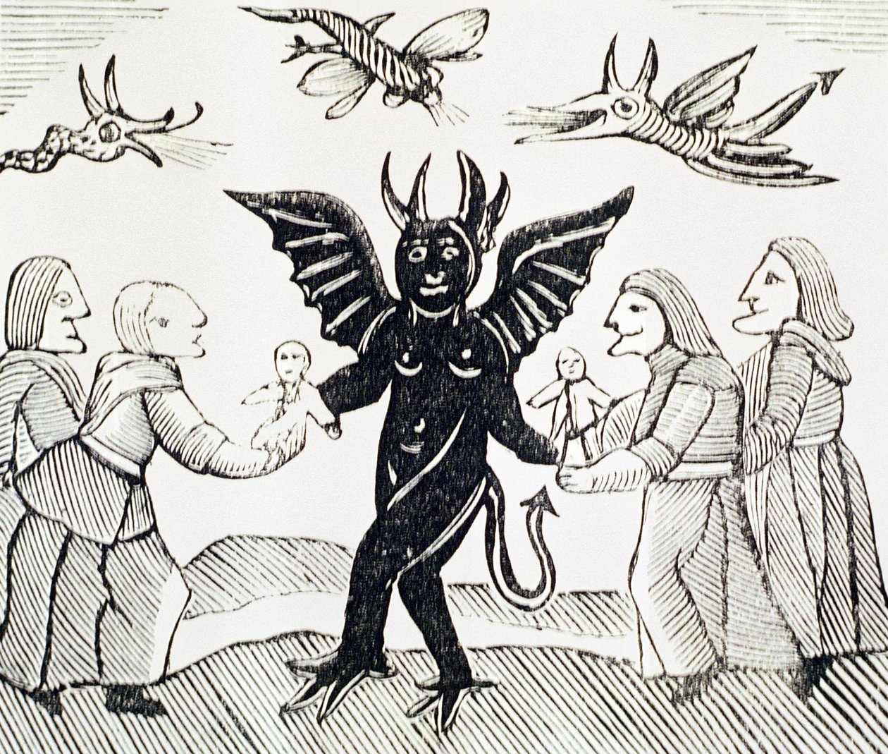 Presenting Children to the Devil, kopia av en illustration från The Witch of the Woodlands som används i en samling kapböcker om esoterica av English School