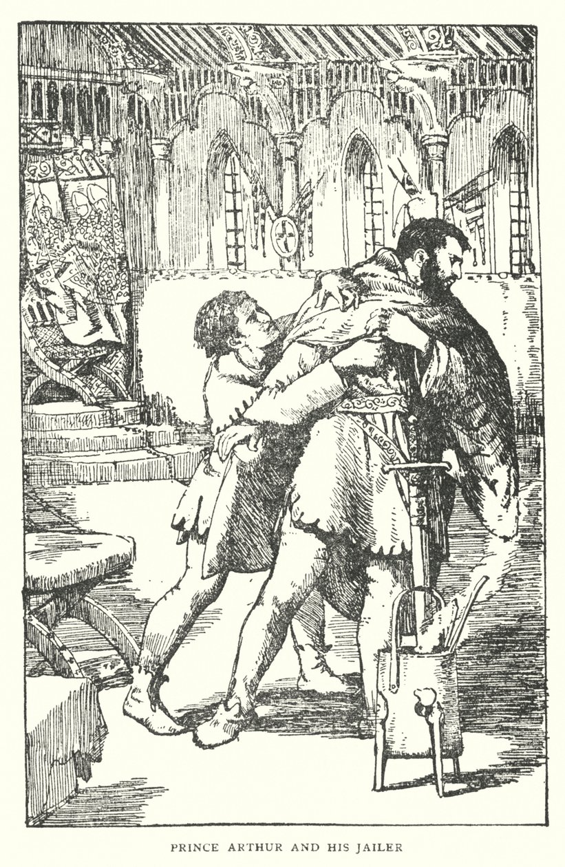 Prins Arthur och hans fångvaktare (litografi) av English School