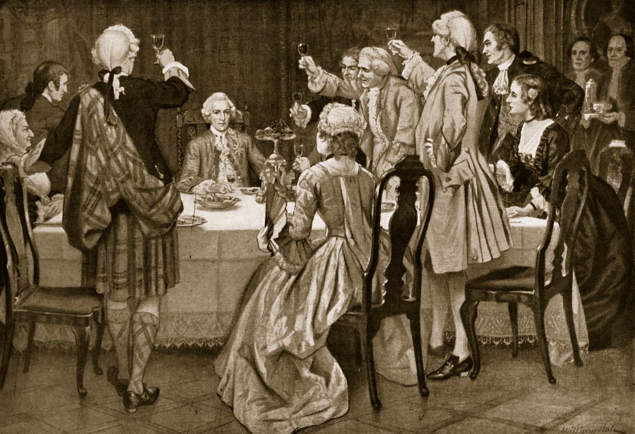 Prins Charles Edward vid Holyrood, illustration från Hutchinsons Story of the British Nation, c.1923 av English School