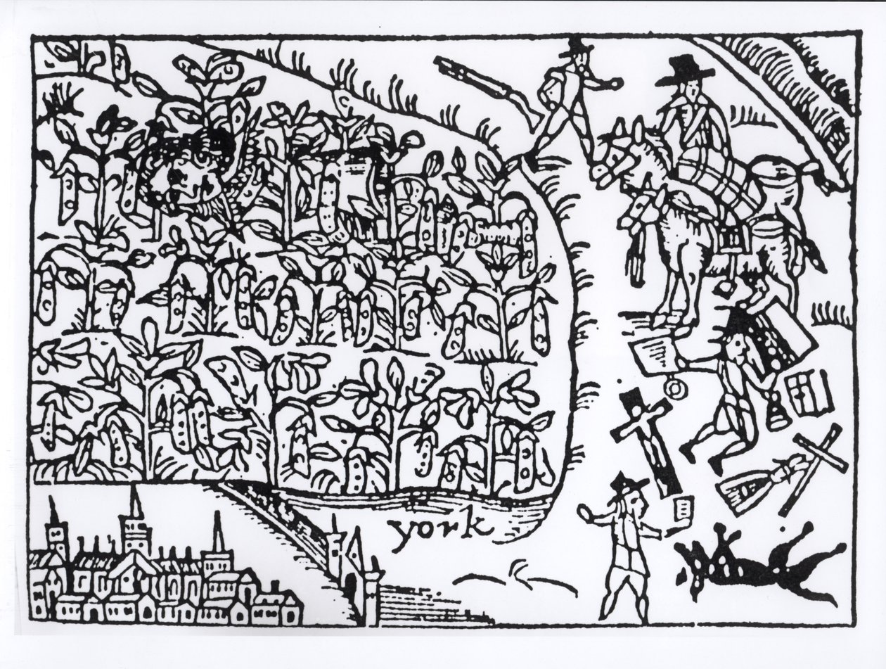 Prins Rupert (1619-82) gömmer sig i ett bönfält vid slaget vid Marston Moor den 2 juli 1644 av English School
