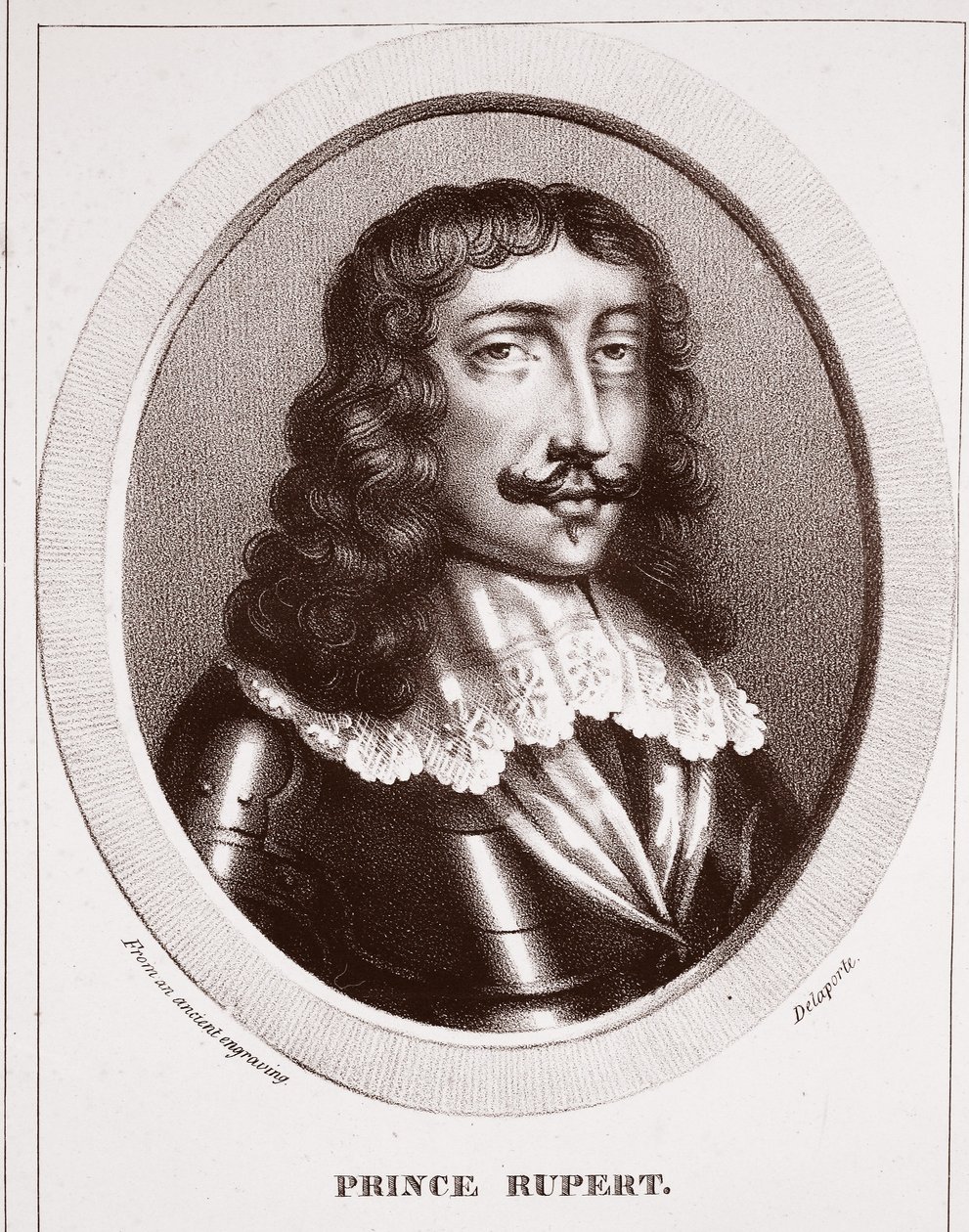 Prins Rupert, från en gammal gravyr, tillskriven Delaporte, graverad av de Ducarme av English School