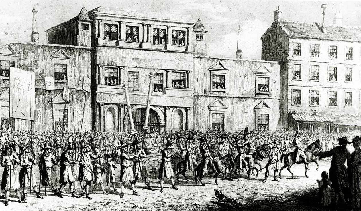 Procession 1741 i London hånade frimurare, 1843 av English School