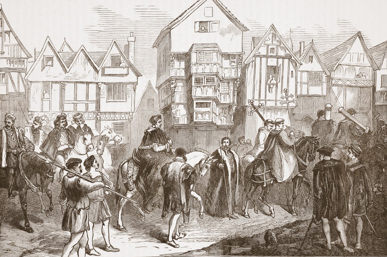 Procession av Wolsey till Westminster Hall, illustration från The History of Protestantism av James Aitken Wylie (1808-1890), pub. 1878 av English School