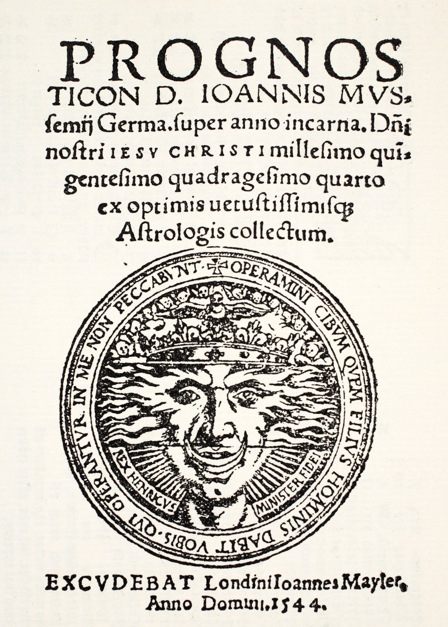 Prognostik för 1544, av Jo. Mussemius, tryckt av J. Mayler, 1544 av English School