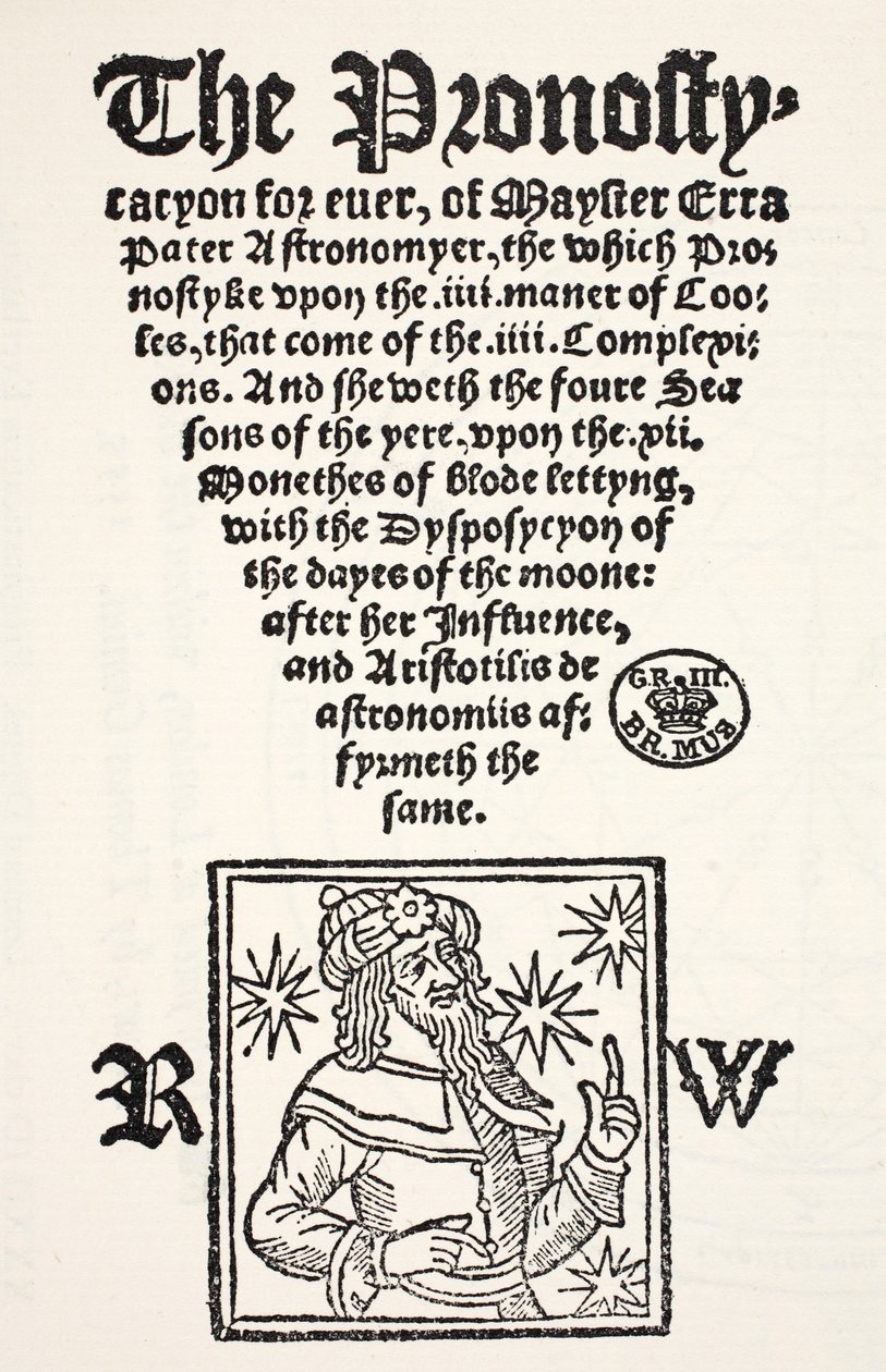 Prognostication for ever av Erra Pater, tryckt av R. Wyer av English School