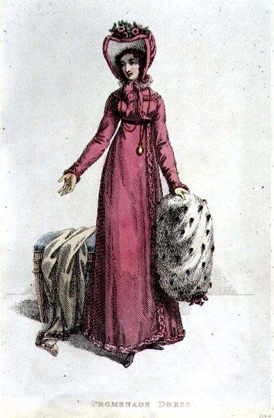 Promenade Dress, modetallrik från Ackermanns Repository of Arts av English School
