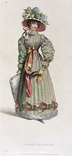 Promenade Dress, modetallrik från Ackermanns Repository of Arts av English School